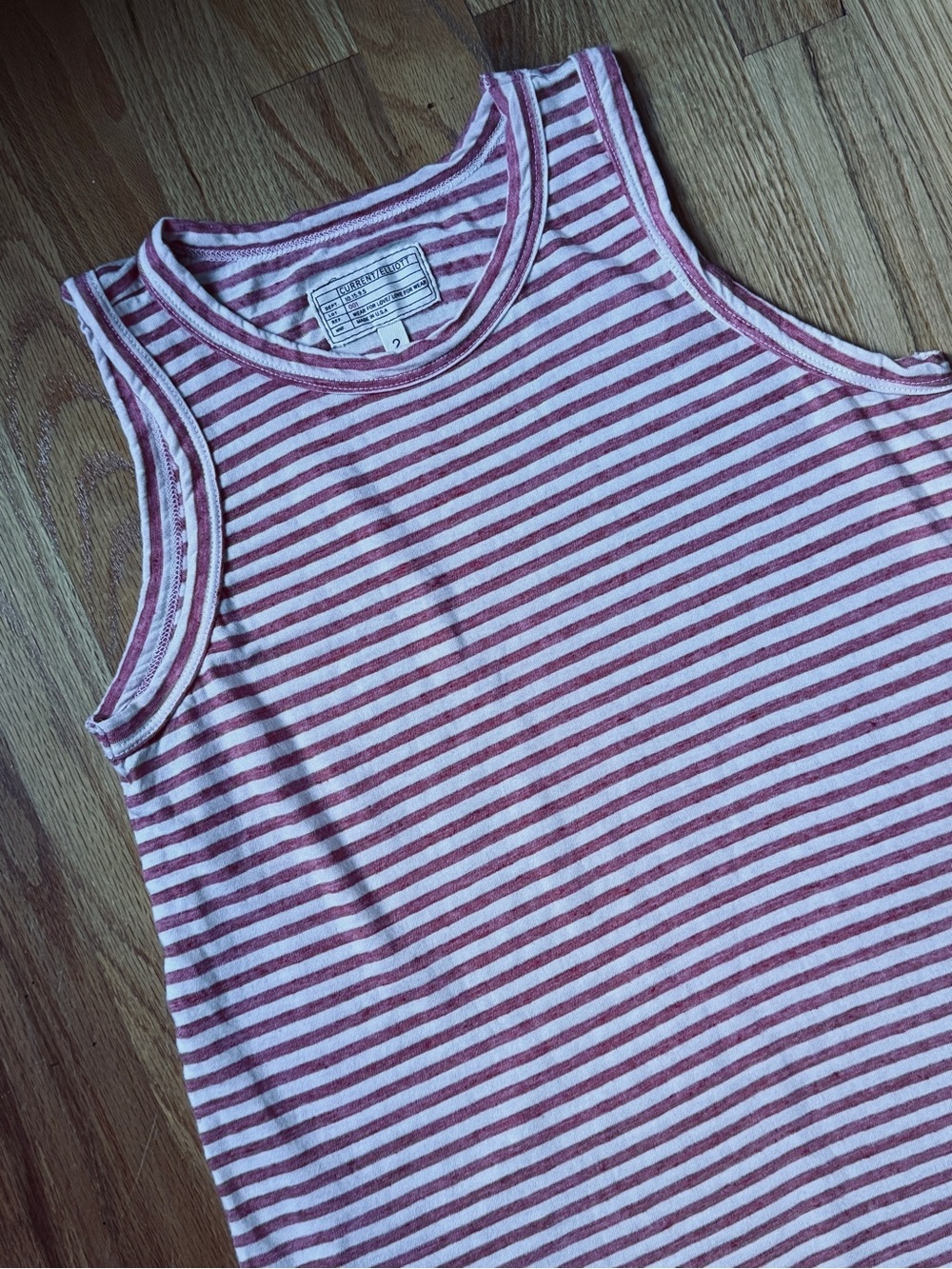 Current/Elliot Women’s Sz 2 The Muscle Tank Tee in Red Anchor Stripe